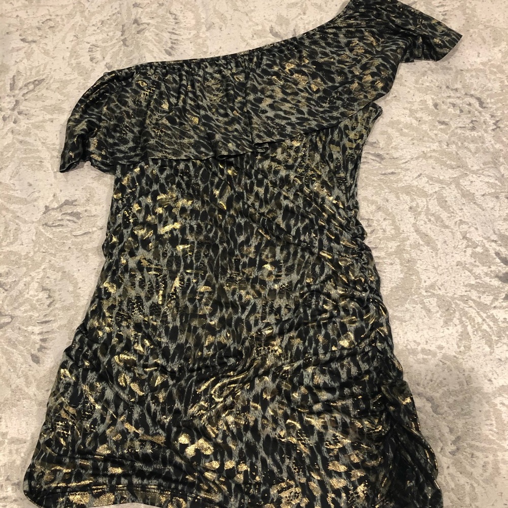 One Shouler Leopard Print Blouse